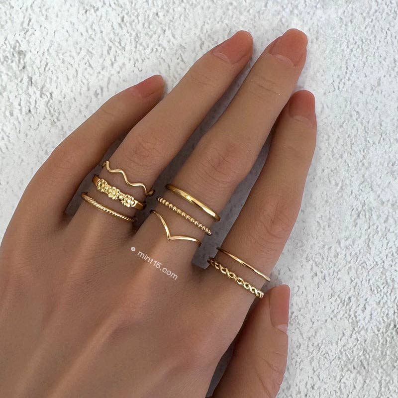 Bague "Vagues" | Acier inoxydable gris ou doré