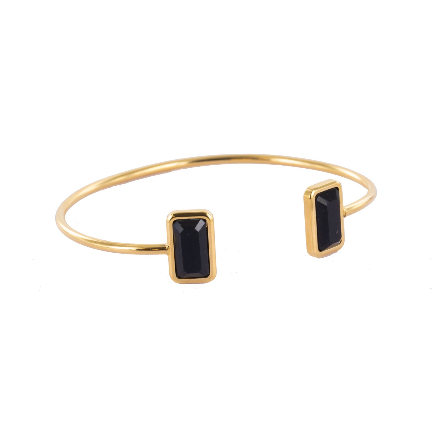 Jonc Midnight Duo plaqué or avec agate noire ou nacre