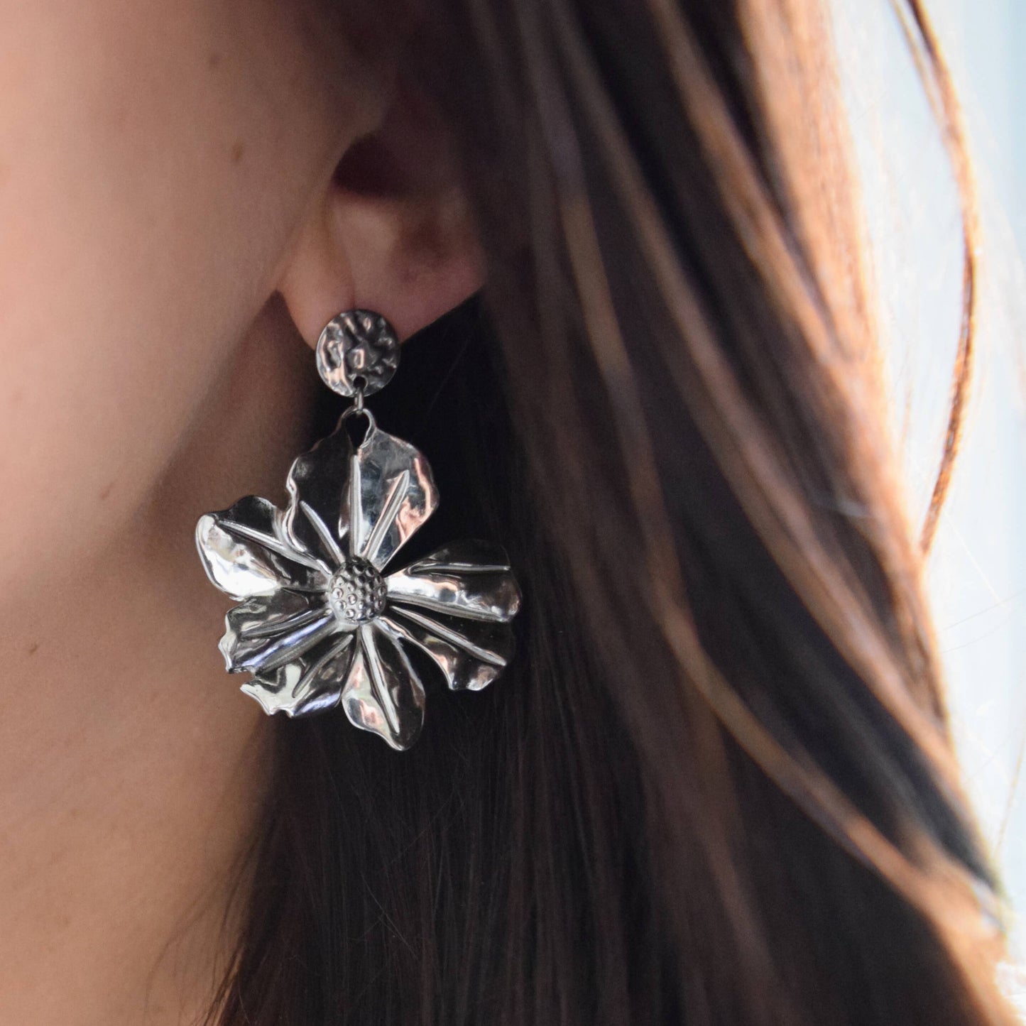 Boucles d'oreilles Flower acier inoxydable ou doré à l'or fin