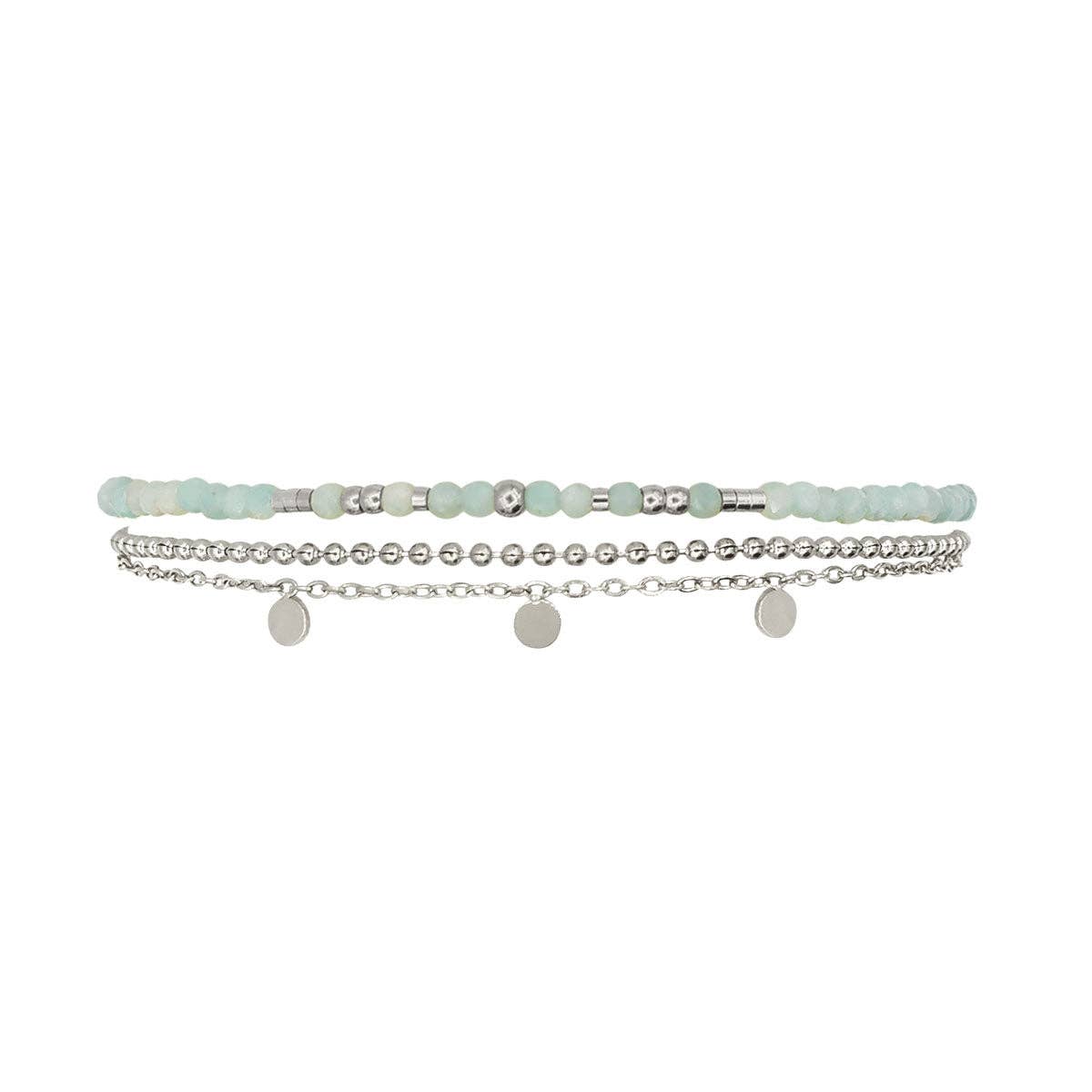 Bracelet Amazonite | Acier inoxydable rose ou gris