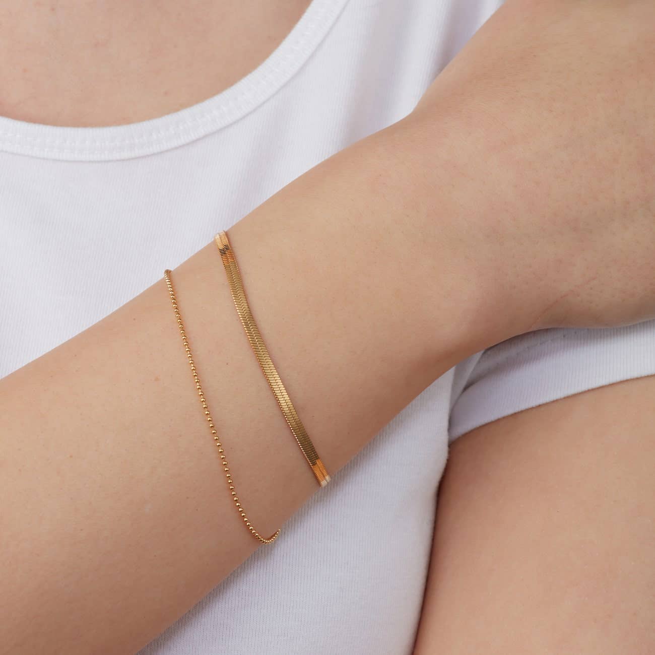 NOUVEAUTE ! Sleeky | bracelet plaqué or 18 carats ou acier inoxydable poli brillant.