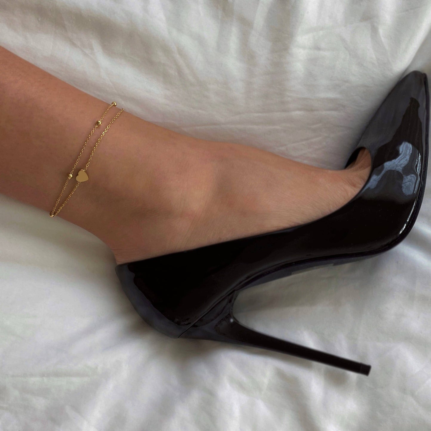 NOUVEAUTE ! Bracelet de cheville coeur | Plaqué or 18K ou acier inoxydable poli