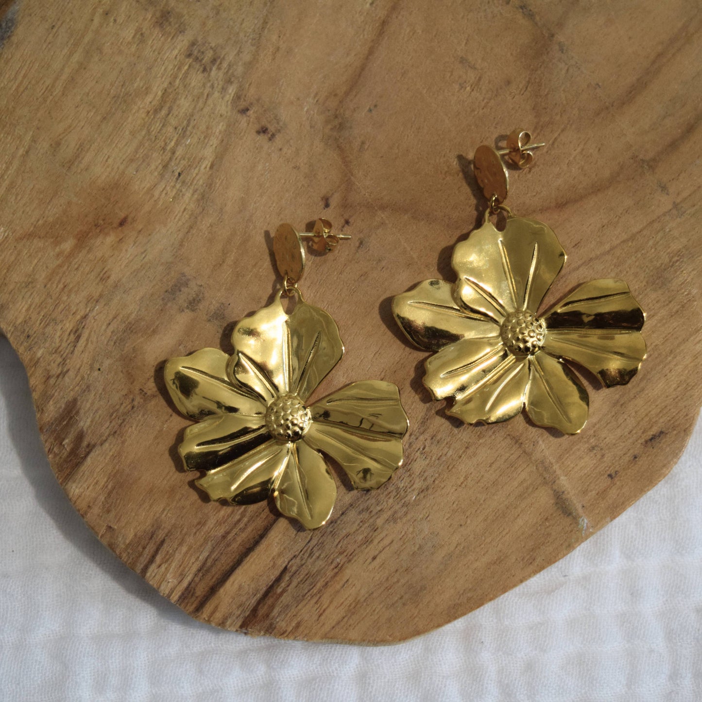 Boucles d'oreilles Flower acier inoxydable ou doré à l'or fin