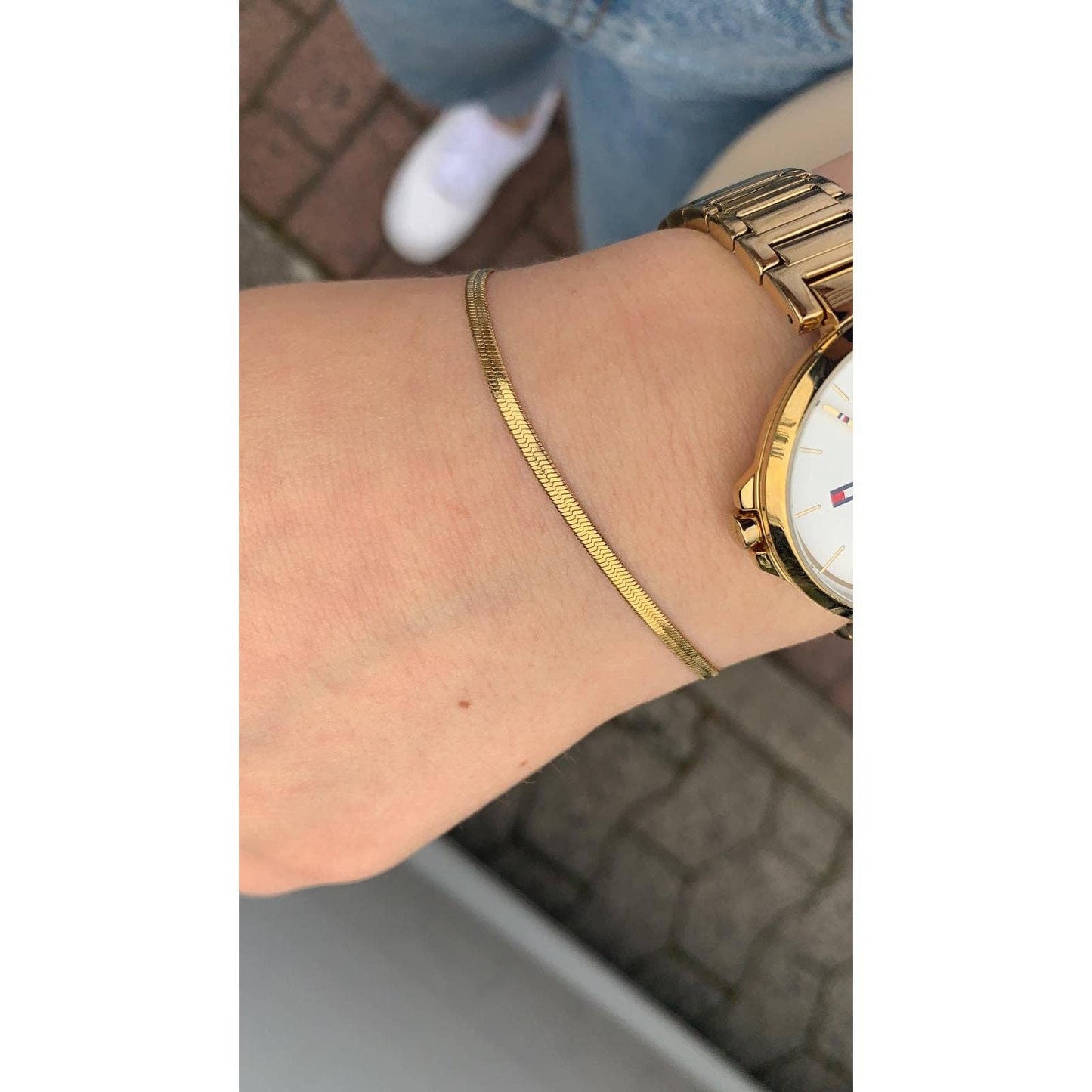 NOUVEAUTE ! Bracelet peau de serpent | plaqué or 18 carats ou acier inoxydable poli