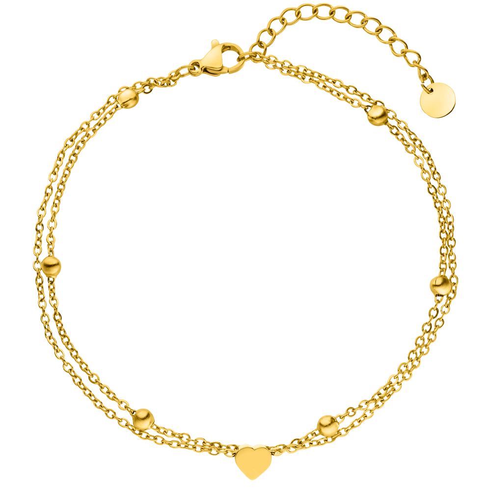 NOUVEAUTE ! Bracelet de cheville coeur | Plaqué or 18K ou acier inoxydable poli