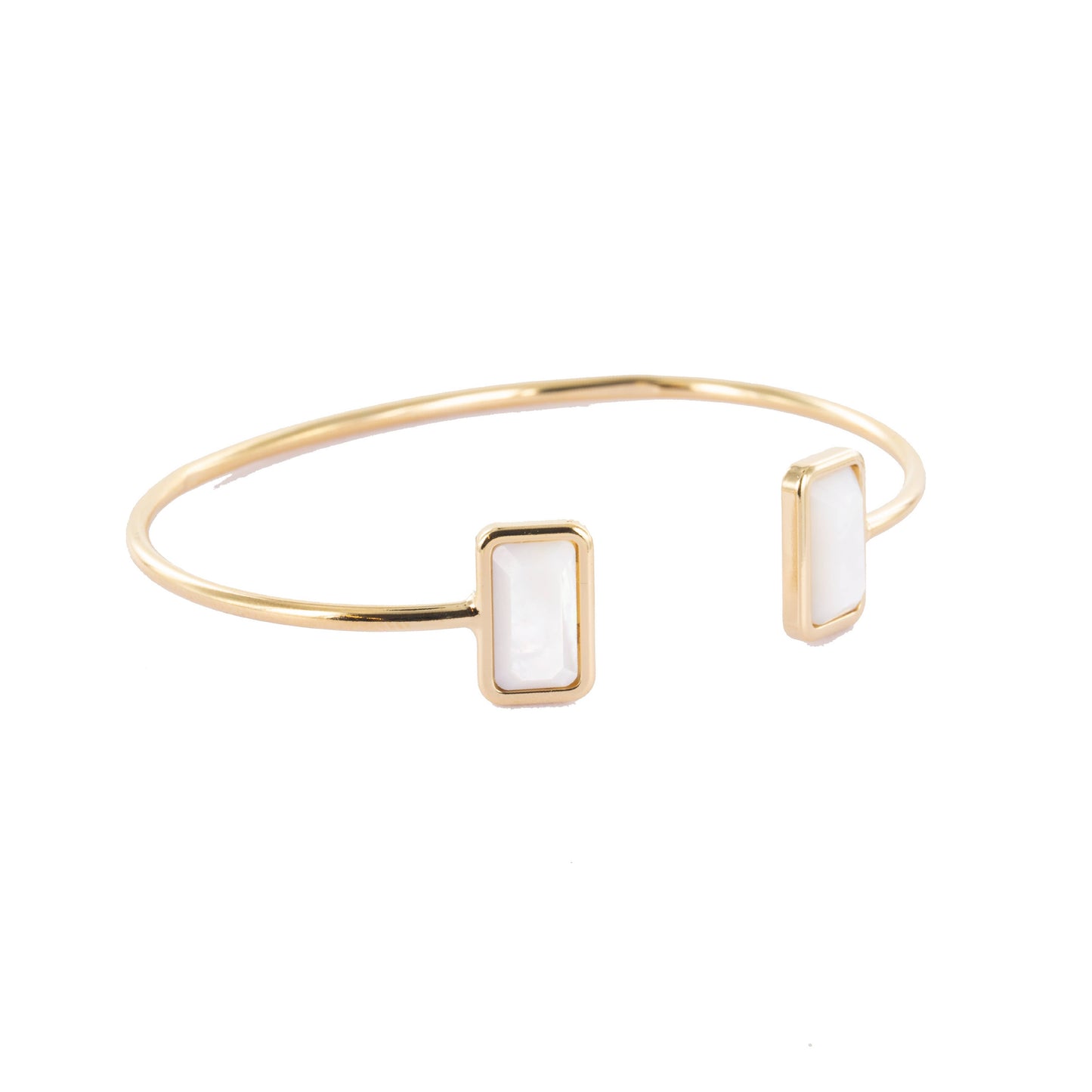 Jonc Midnight Duo plaqué or avec agate noire ou nacre
