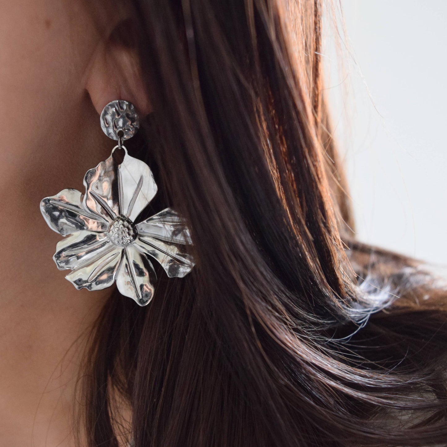 Boucles d'oreilles Flower acier inoxydable ou doré à l'or fin