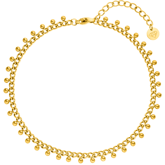 NOUVEAUTE ! Bracelet de cheville billes| plaqué or 18 carats ou acier inoxydable poli