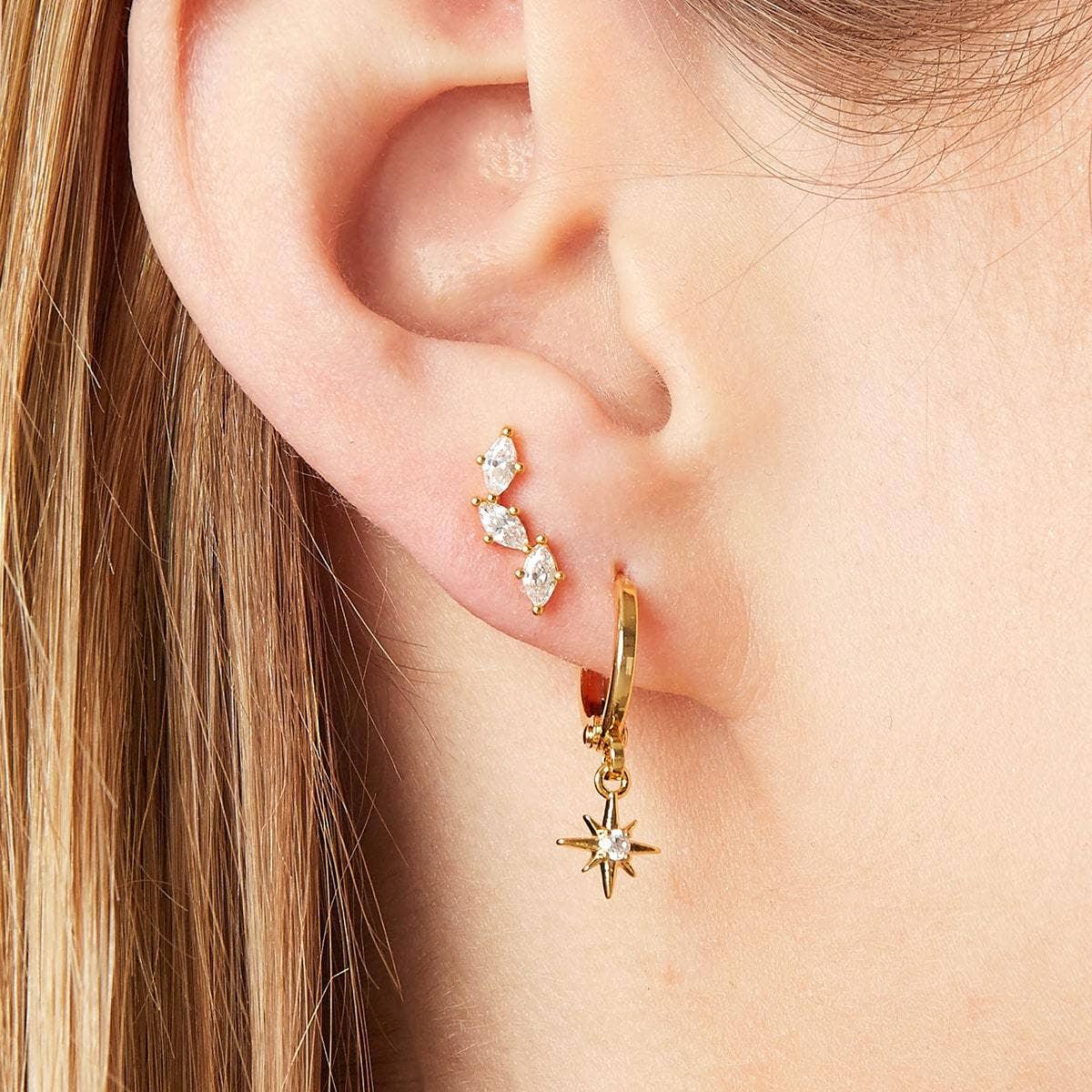NOUVEAUTE ! Piercing Diamond Leaves | titane ou titane plaqué or