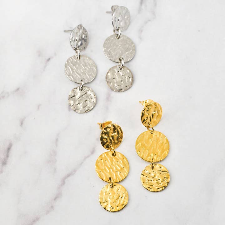 Boucles d'oreilles "Elga" | Acier inoxydable gris ou doré
