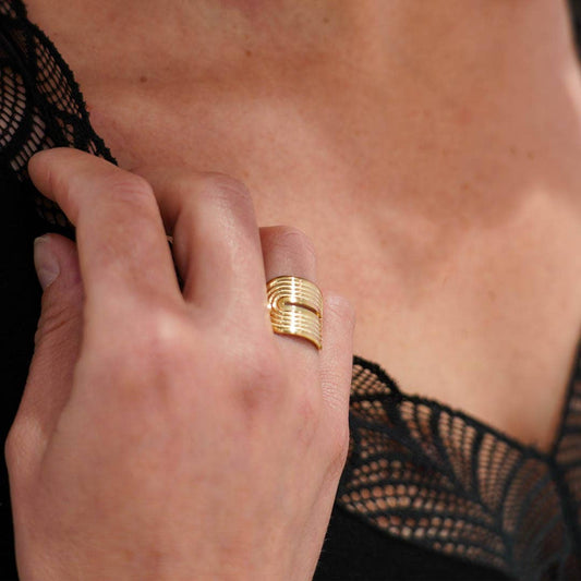 NOUVEAUTE ! Bague ruban 7 Chemins | Plaqué or 18K