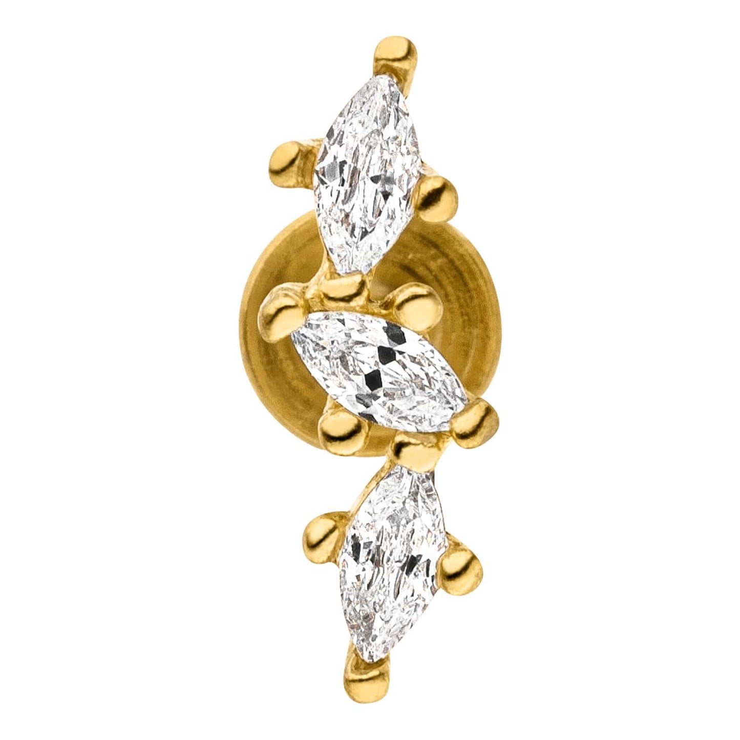 NOUVEAUTE ! Piercing Diamond Leaves | titane ou titane plaqué or
