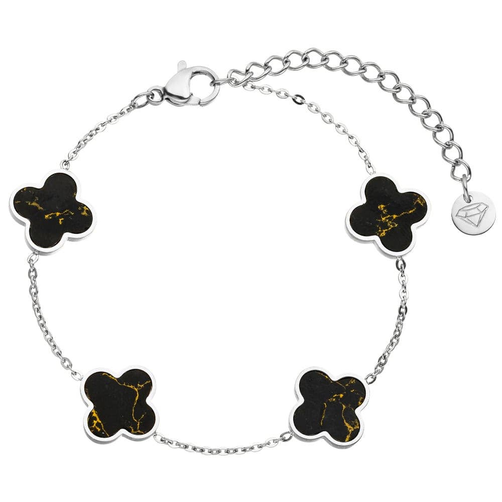 Bracelet trèfle noir | Plaqué or 18 carats ou acier chirurgical poli