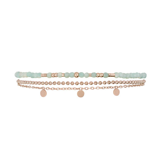 Bracelet  Amazonite | Acier inoxydable rose ou gris
