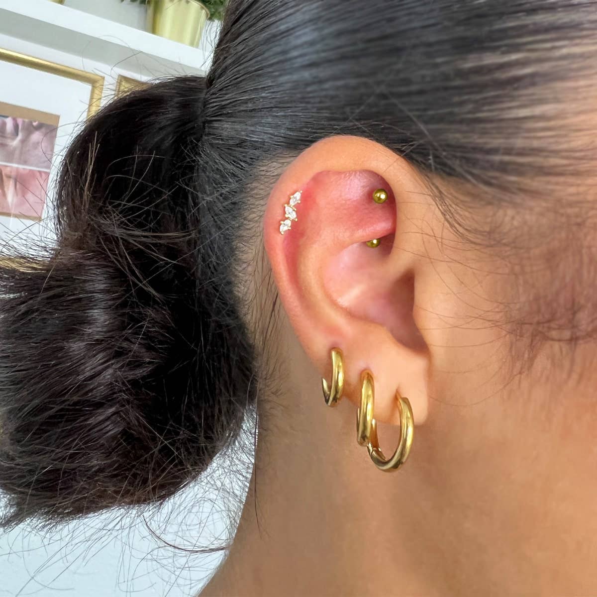 NOUVEAUTE ! Piercing Diamond Leaves | titane ou titane plaqué or