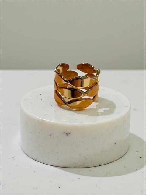 NOUVEAUTE ! Bague ajustable triple Calisson | Plaqué or 18K