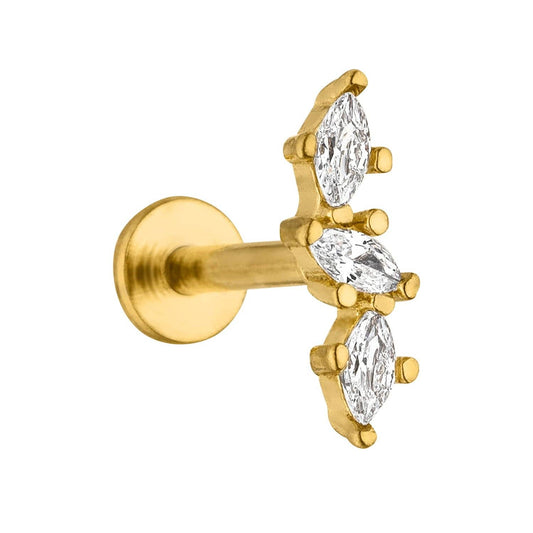 NOUVEAUTE ! Piercing Diamond Leaves | titane ou titane plaqué or