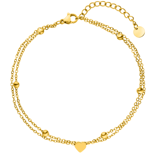 NOUVEAUTE ! Bracelet de cheville coeur | Plaqué or 18K ou acier inoxydable poli