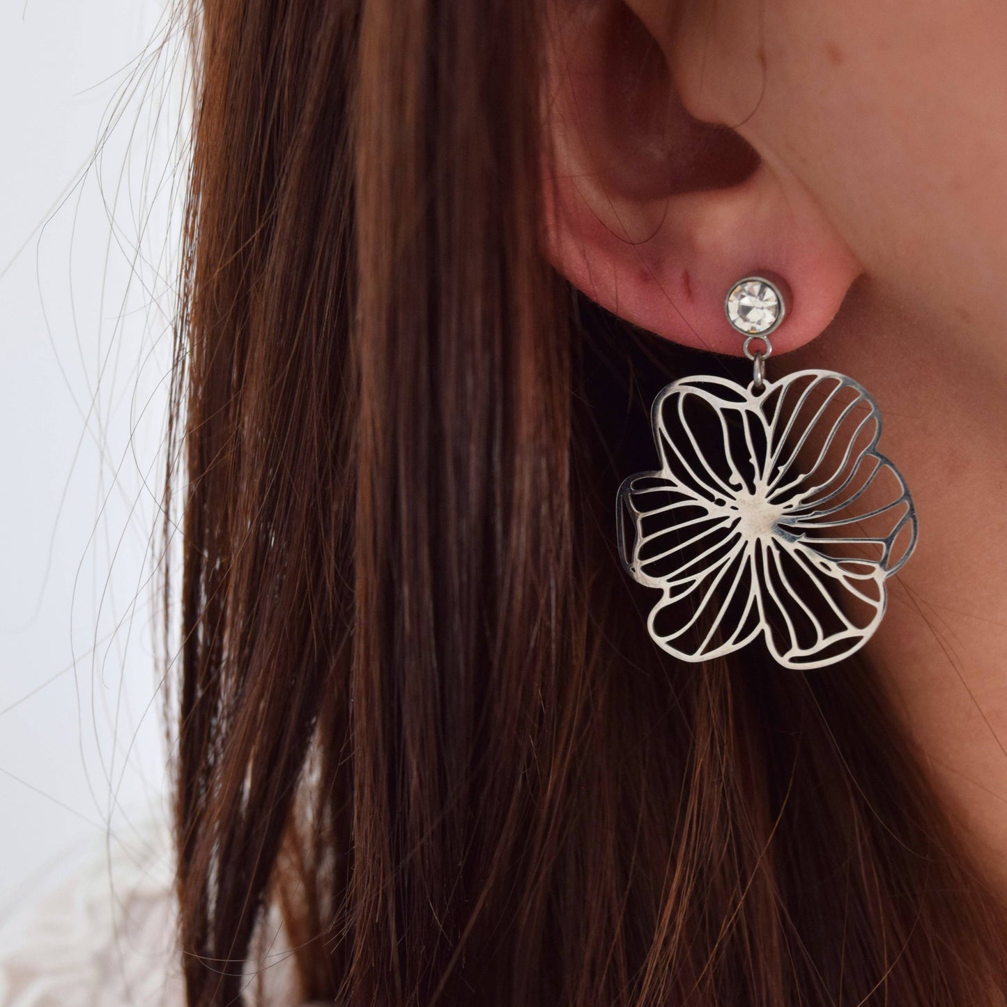Boucles d'oreilles Flora acier inoxydable ou doré à l'or fin