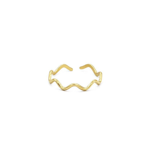 Bague "Vagues" | Acier inoxydable gris ou doré
