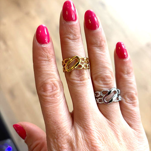 Bague réglable "Circuito" | Acier inoxydable gris ou doré