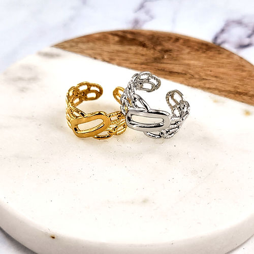 Bague réglable "Circuito" | Acier inoxydable gris ou doré