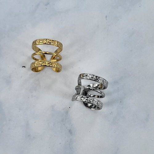 Bague martelée | Acier inoxydable gris ou doré