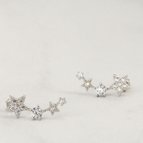 Boucles d'oreille "pluie d'étoiles" | Argent rhodié