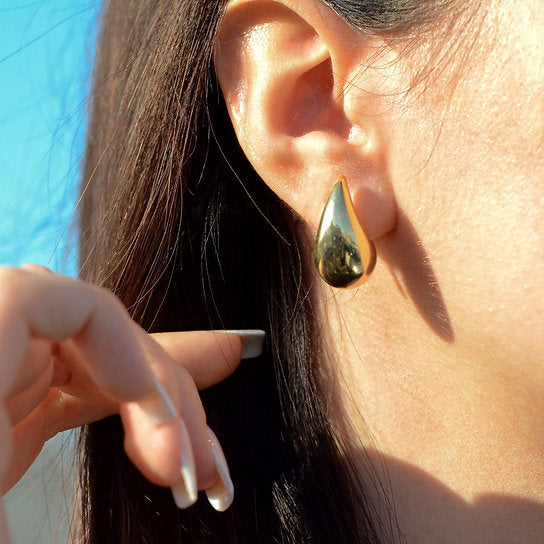 NOUVEAUTE ! Boucle d'oreille "grosse goutte" | acier inoxydable doré ou argenté