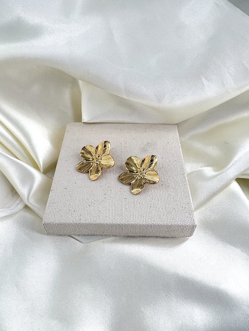 NOUVEAUTE ! Boucles fleur "Ania" | Acier inoxydable doré ou argenté