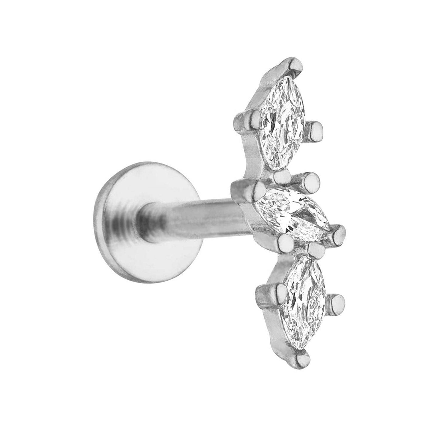 NOUVEAUTE ! Piercing Diamond Leaves | titane ou titane plaqué or